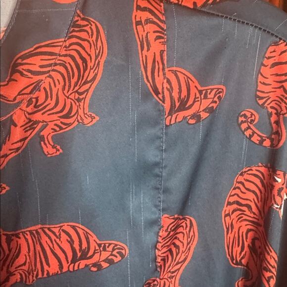 DRESSED IN LALA Tiger Oversized Button-Up Satin Shirt Size Small - Picture 11 of 16